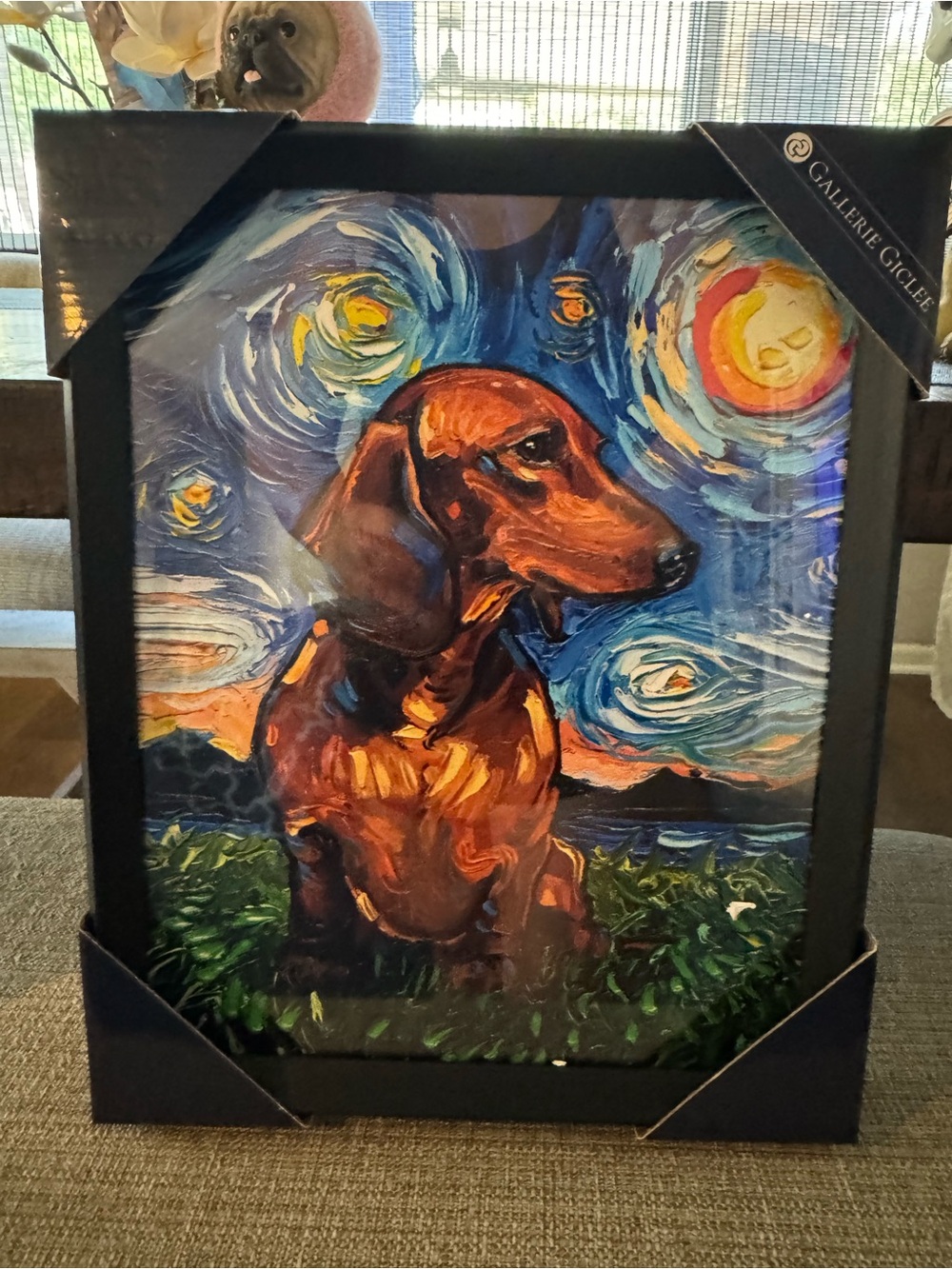 Starry Night Dachshund Wall Art - Brown/Blue